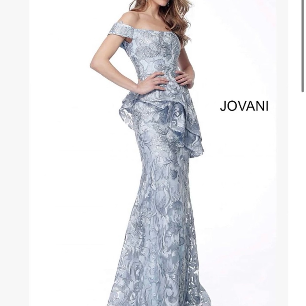 Ice Blue Jovani Studded Evening Gown Size 14
